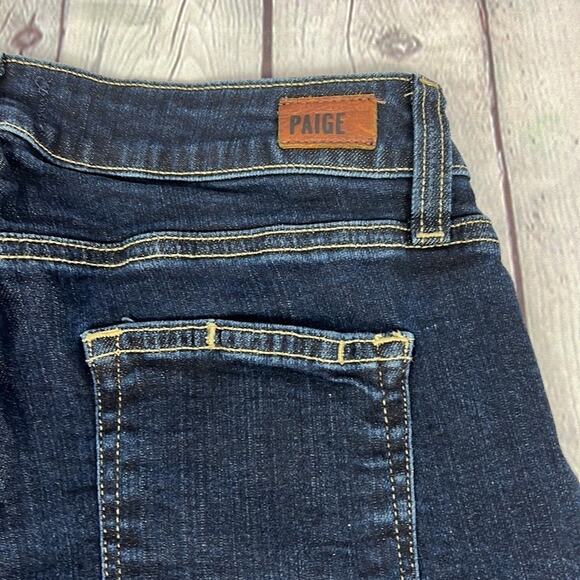 Paige Kimmie Dark Wash Denim Shorts Rolled Hem Jorts Size 26 Casual Designer - Picture 4 of 11